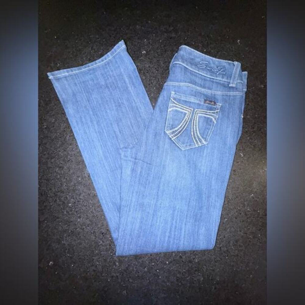 UEC SEVEN 7 BOOT CUT DENIM BLUE JEANS SZ 4 MEDIUM WASH